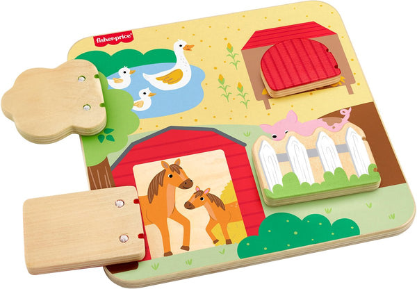 Fisher-price wood houten boerderijdieren - activiteitenbord
