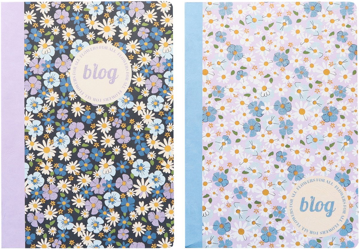 Kangaro schriften - b'log flowers - formaat a5 - met lijn - 2 stuks - an-123852-a