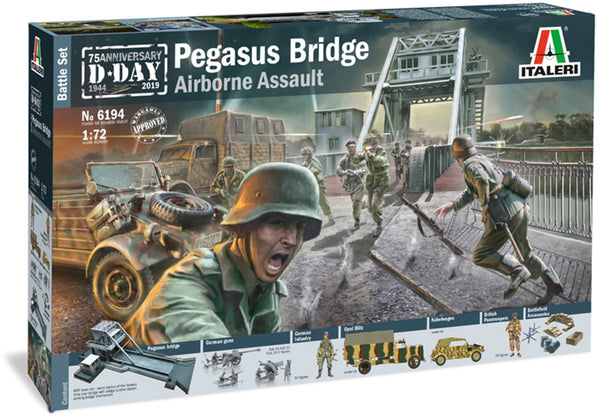 Italeri modelbouwpakket diorama - 6194 pegasus bridge - d.day 75 ann. 1944-2019 - battle set plastic - 1:72 - modelbouw