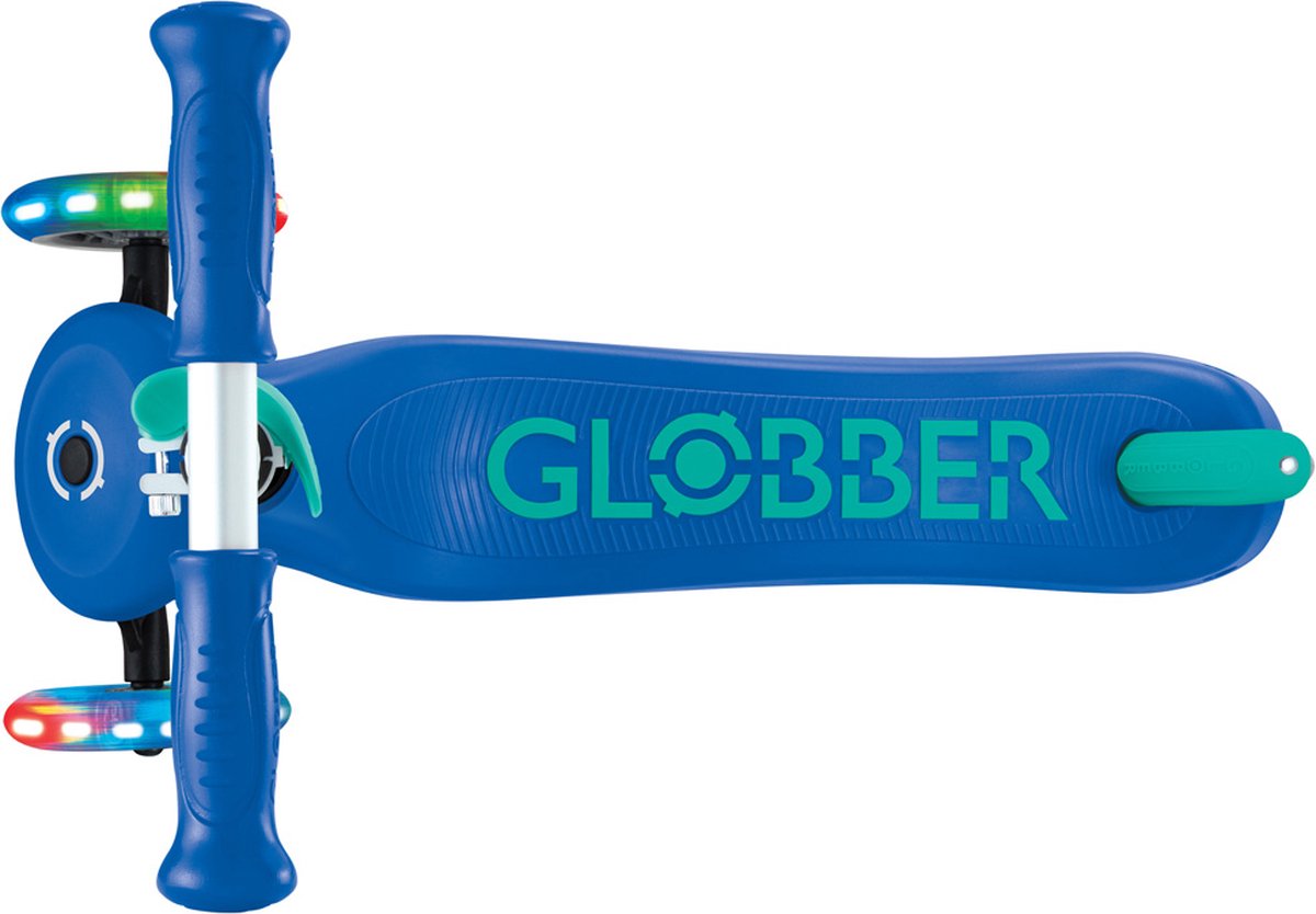 Globber 3-wiel step - primo plus lights navy blue - blauw - lichtgevende wielen - in hoogte verstelbaar - vanaf 3 tot 9 jaar