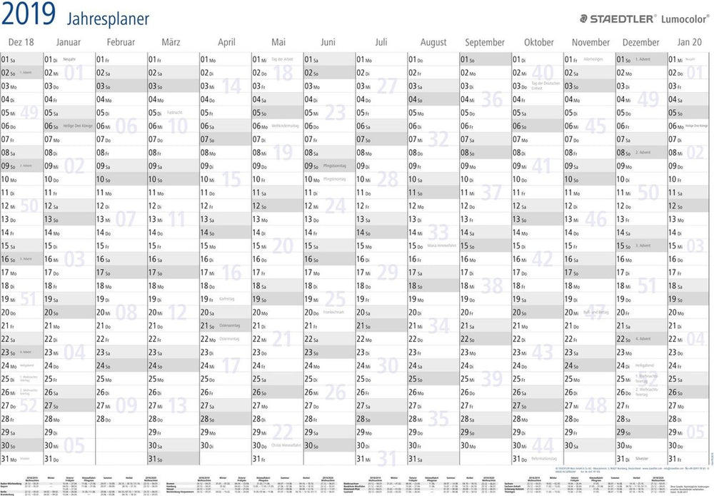 Staedtler jahresplaner lumocolor year planner 2024 a1 format