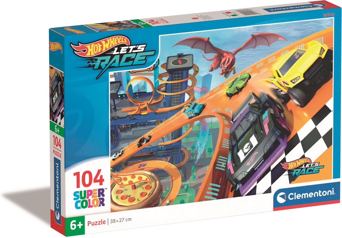 Clementoni legpuzzel superkleur hot wheels, 104st.