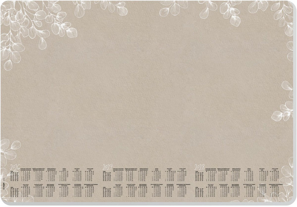 Sigel bureau onderlegger - formaat a2 - natural eucalyptus - met kalender 2026 2027 2028 - afgeronde hoeken - si-h6316