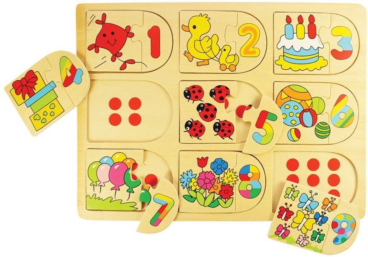 Bigjigs toys bigjigs houten leerpuzzel getallen, 18dlg.