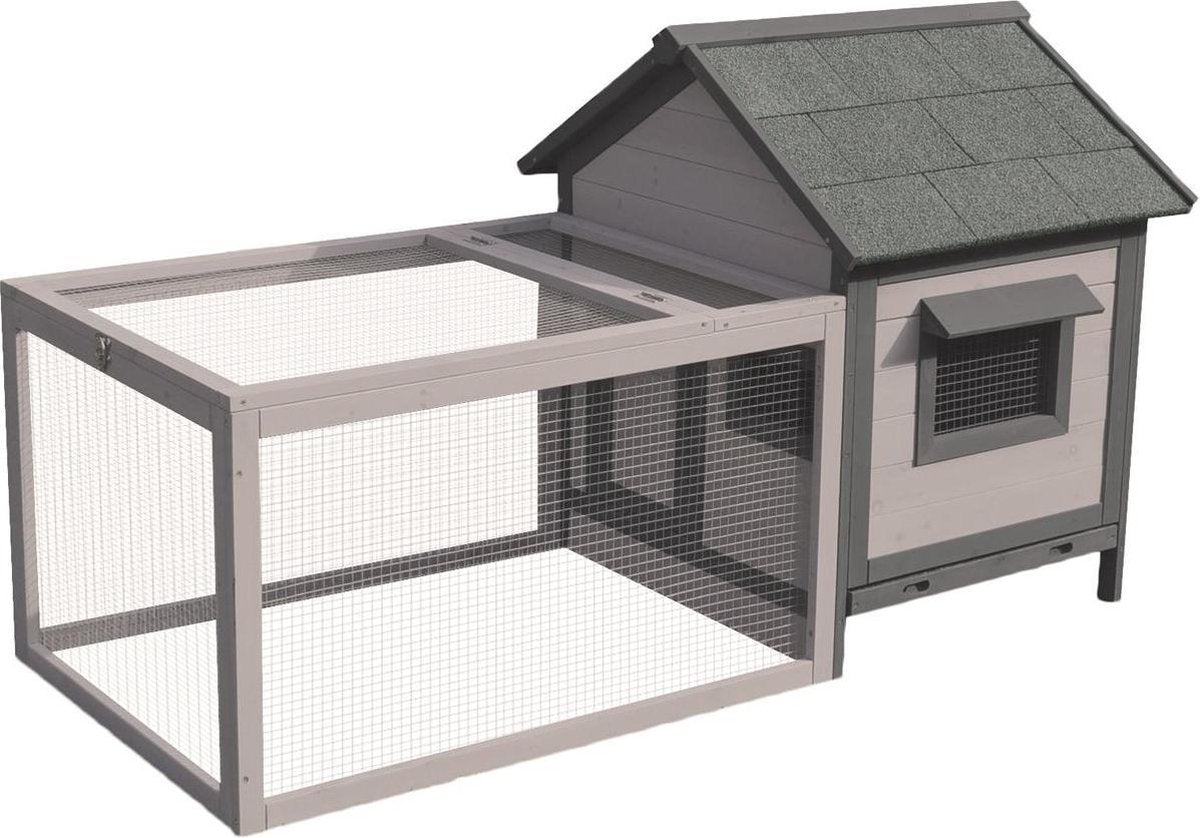 Flamingo konijnenhok grace cottage - 146 x 75 x 83 cm - grijs