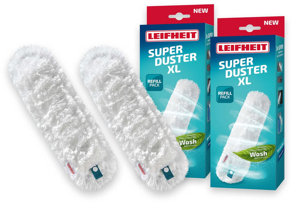 Leifheit superduster plumeau xl navulling - microvezel - 56 cm - 50x wasbaar - set van 2 vervangingsdoeken