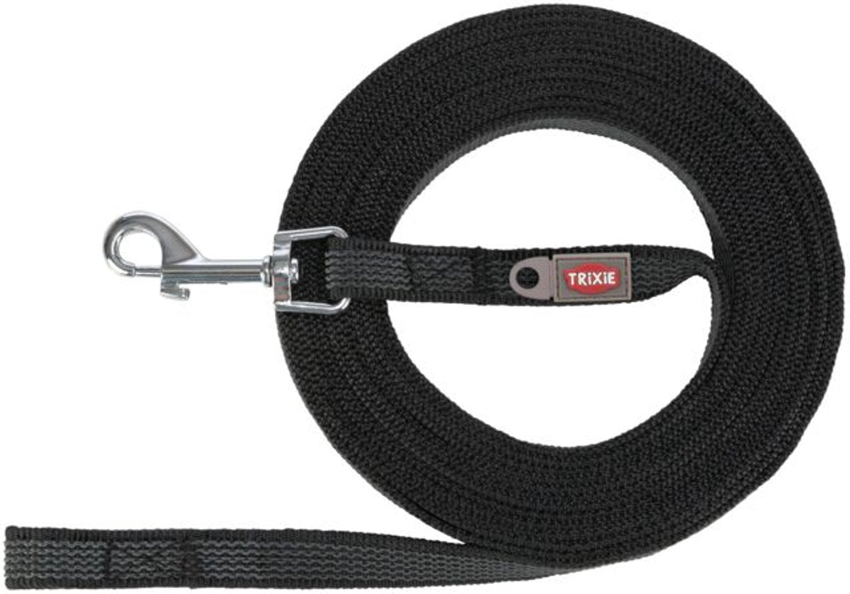 Trixie hondenriem sleeplijn met rubber bekleed zwart