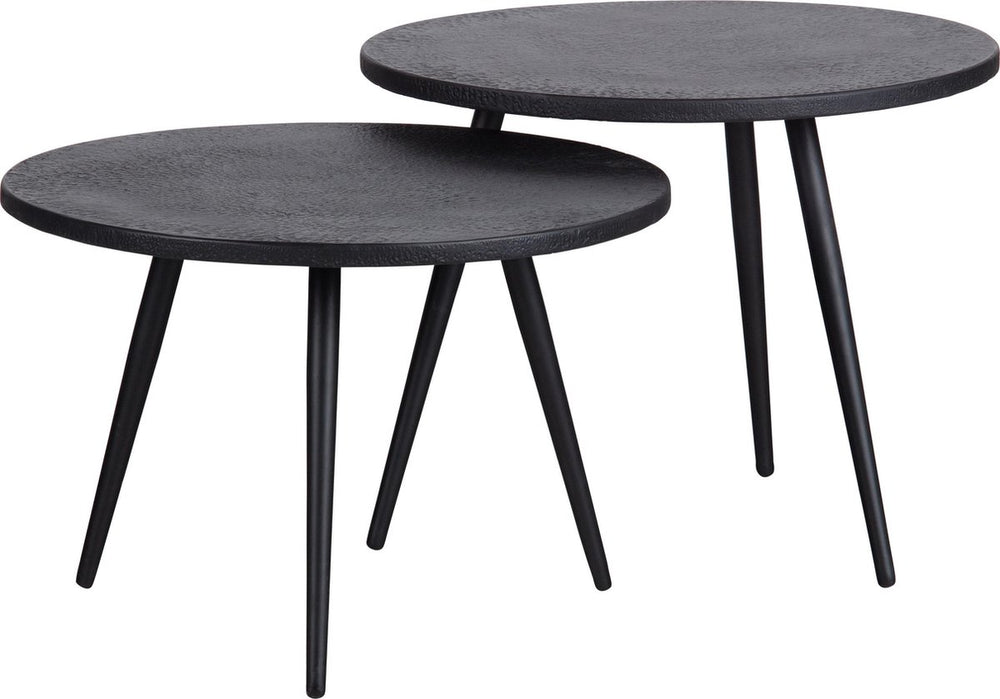 Woood suze bijzettafels - hout metaal - zwart - set van 2