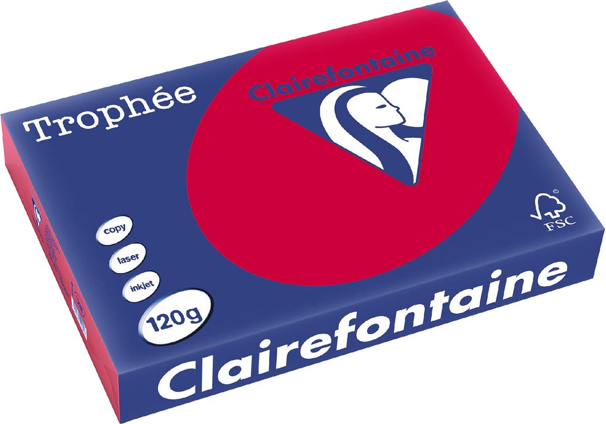 Clairefontaine trophée intens | gekleurd papier | a4 | 120 g | 250 vel | kersenrood