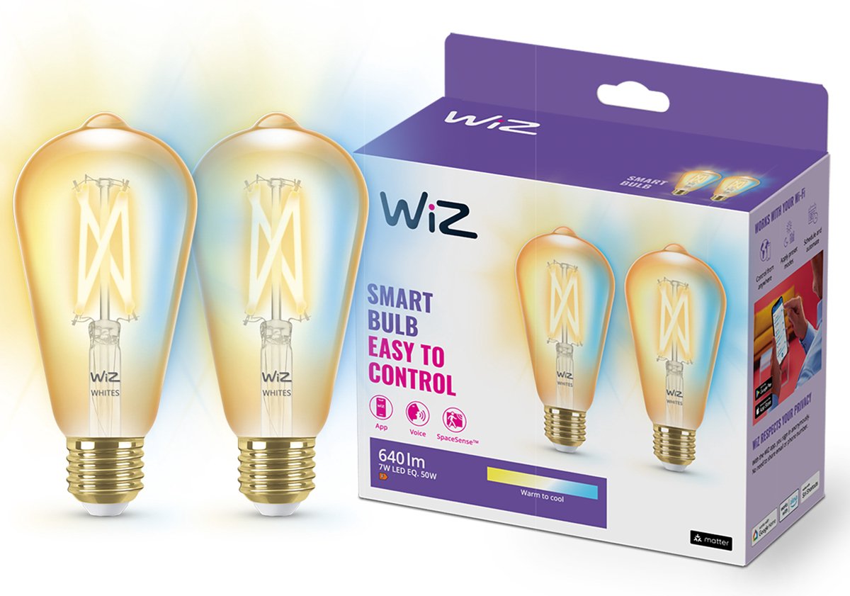 WiZ WiZ Filament oranje ST64 E27 x2