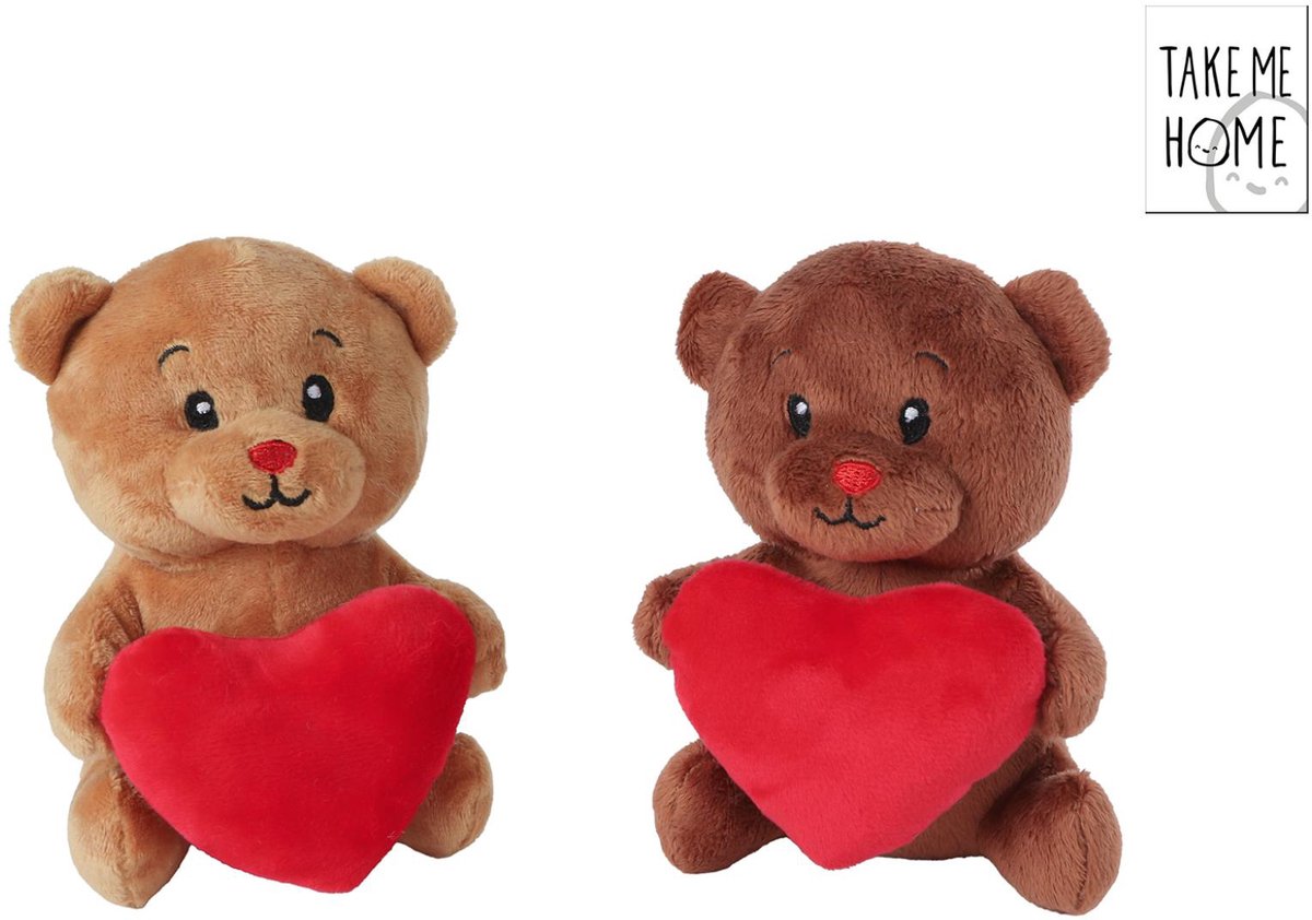 Take Me Home Knuffel Pluche - Bier met Hart, 15cm
