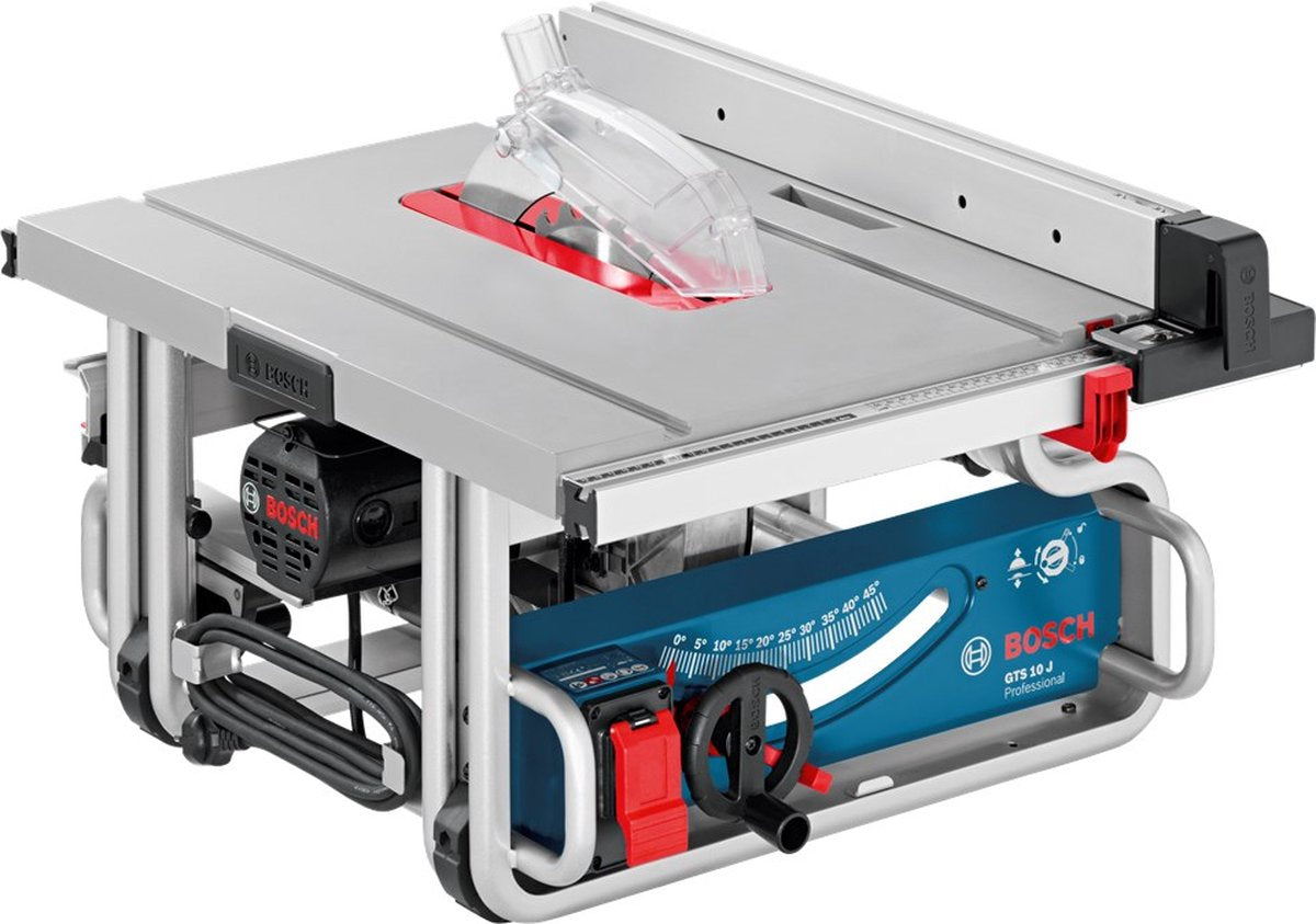 Bosch stationaire machine gts 10 j (afzuigadapter, duwstok, hoekaanslag, parallelgeleider, zaagblad 254 x 30 mm )