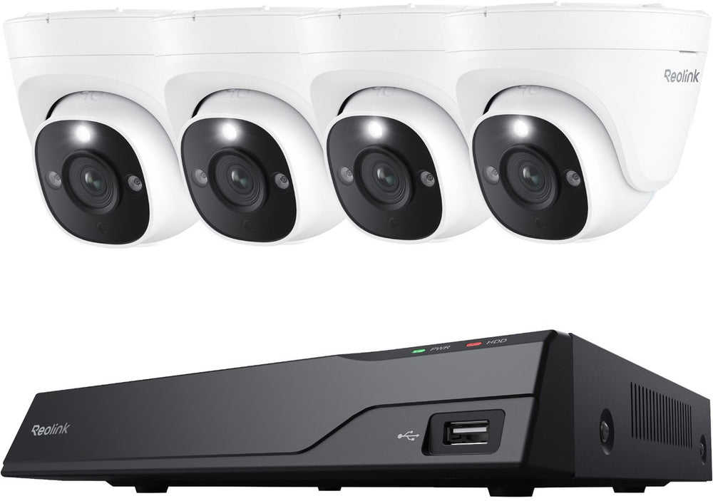 Reolink 4k uhd poe-beveiligingscamerasysteem nvs8-8md4 - 8ch nvr met ingebouwde 2 tb hdd - 4 stuks 4k 8mp poe bedrade koepelcamera's met persoons- en voertuigdetectie - 30 m haarscherp nachtzicht - 24 7 opname