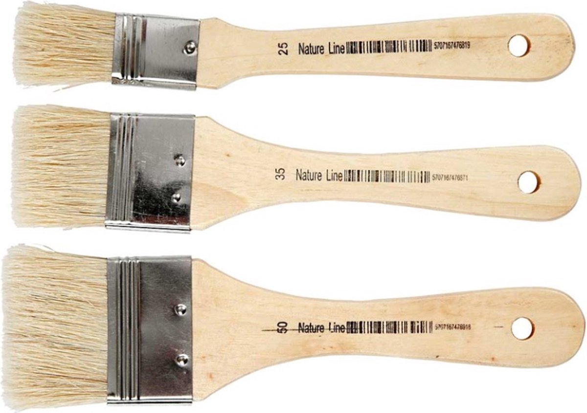 Creativ company nature line verniskwasten set 25-50mm 3 stuks