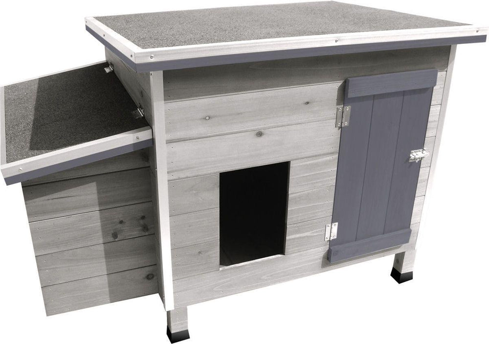 Flamingo kippenhok ginger cottage - 100 x 79 x 64 cm - grijs houten hok met legnest en buitenren - duurzaam, ruim en stijlvol