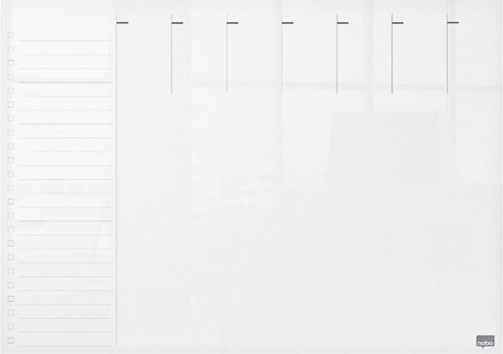 Nobo droog uitwisbaar mini a3 whiteboard - weekplanner - 297 x 420mm - inclusief marker - transparant acryl