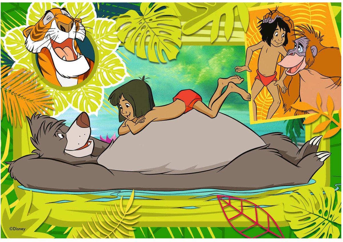 Ravensburger disney klassiekers: dombo en jungleboek legpuzzel, 2x12st.