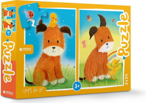 Rebo jigsaw puzzle 2x24 pieces - dog and du
