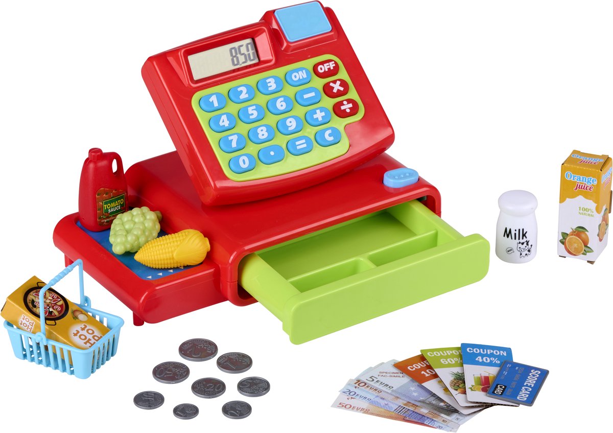 Eddy toys speelgoed kassa - 25-delige speelset - accessoires en speelgeld