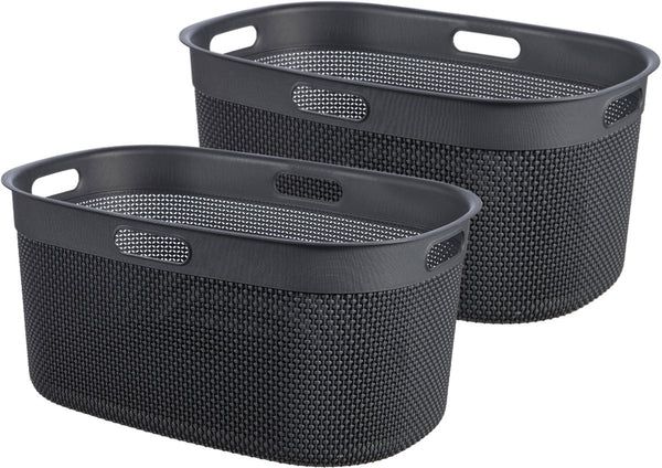 Curver filo wasmand - 45l - set van 2 stuks - antraciet