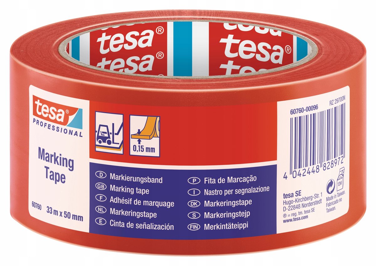 Tesa vloermarkeringstape 60760 rood 50 mm x 33 m