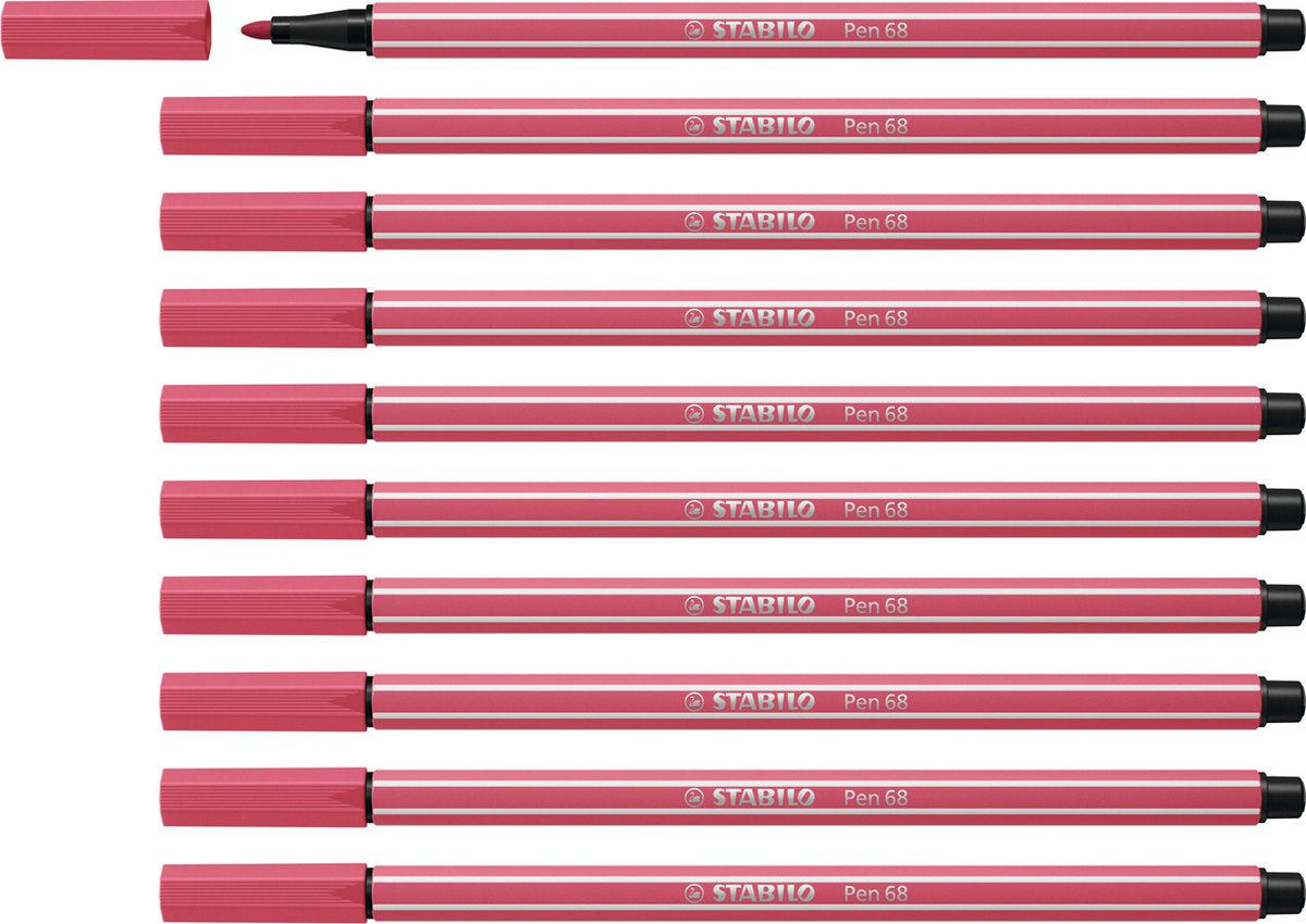 Stabilo pen 68 - premium viltstift - aardbeien rood - doos 10 stuks