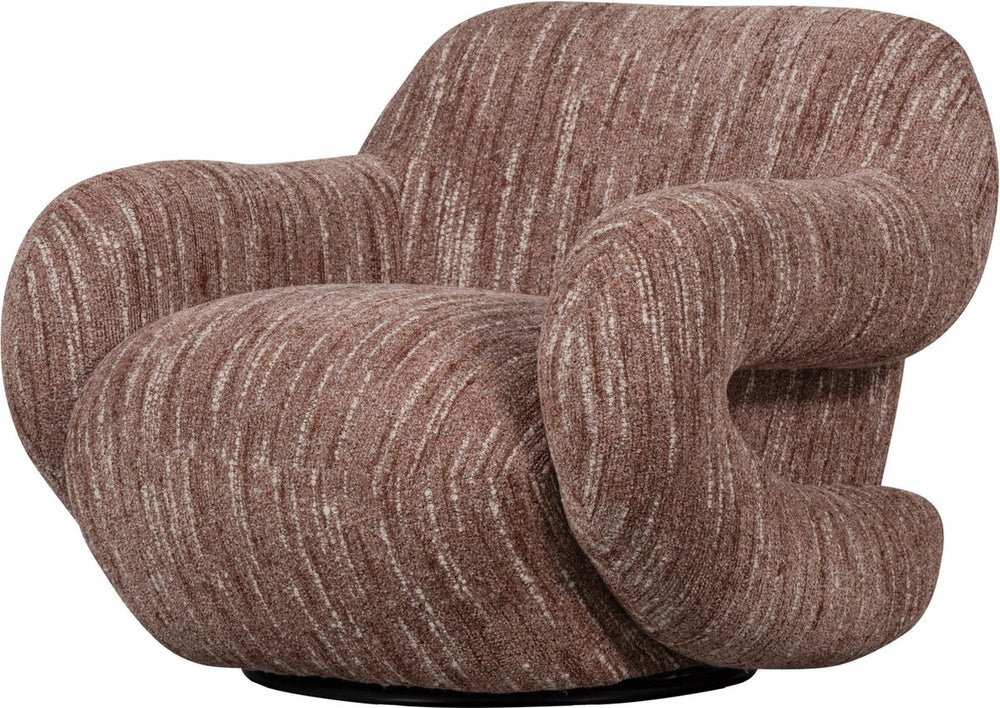 Woood folke fauteuil - chenille - oudroze melange - 70x88x88