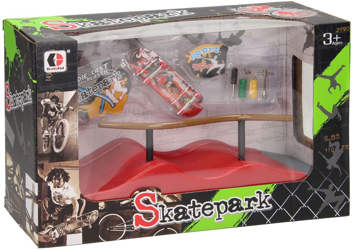 Vingerskateboard met stuntparcours