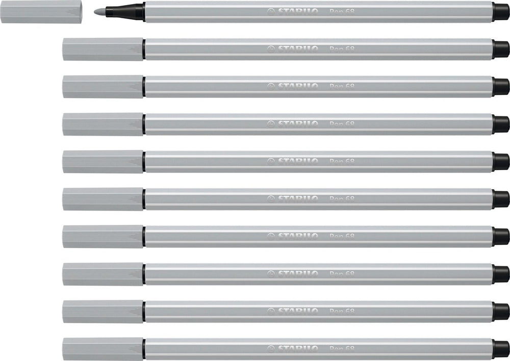 Stabilo pen 68 - premium viltstift - licht grijs - doos 10 stuks