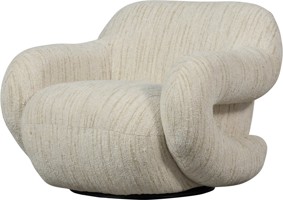 Woood folke fauteuil - chenille naturel - melange - 70x88x88