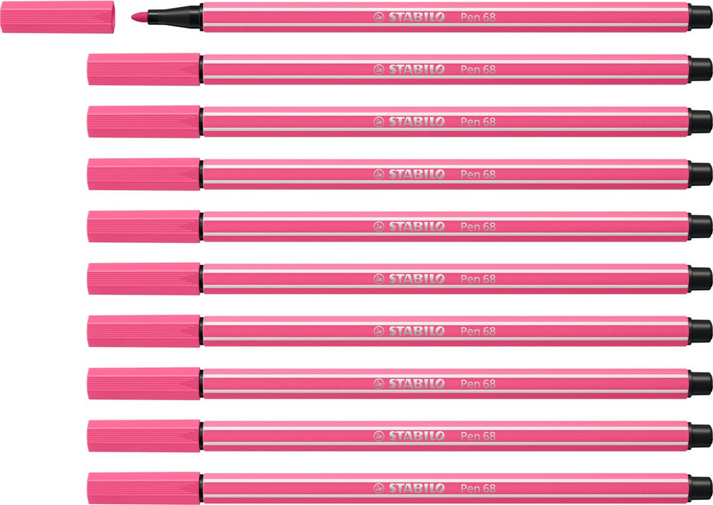 Stabilo pen 68 - premium viltstift - roze - doos 10 stuks