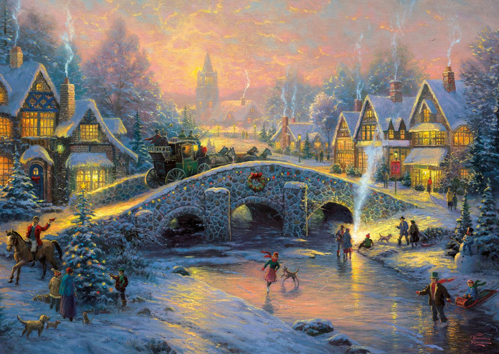 Schmidt kinkade dorp in de sneeuw