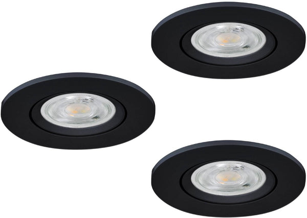 Eglo barranco inbouwspot - badkamer - gu10 - ø 8.4 cm - zwart - set van 3 stuks