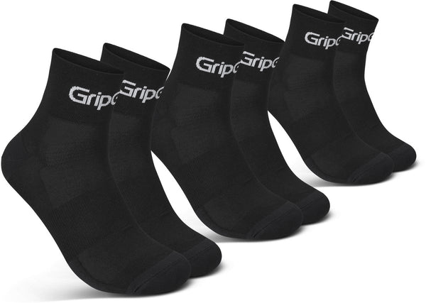 Gripgrab - ride low cut zomer fietssokken 3 paar korte coolmax sokken - unisex - zwart 44-47
