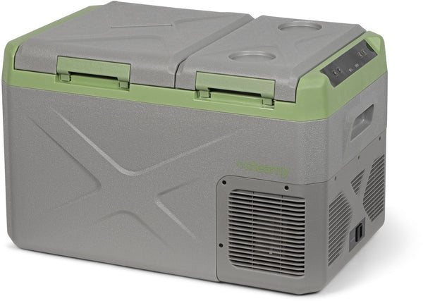 Steamy -e elektrische compressor koelbox - dual compartment - tegelijk koelen en vriezen - 24 liter - 12v en 230v - voor auto en camping - frigobox - grijs