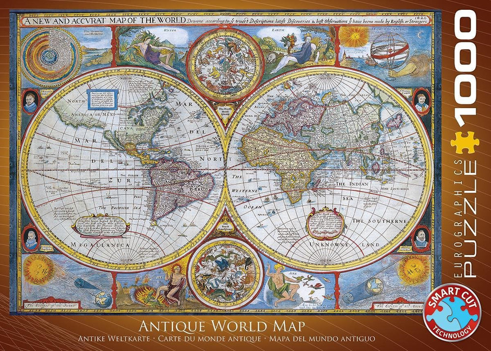 Eurographics - een nieuwe en nauwkeurige kaart van de wereld [a new and accurat map of the world] - john speed - 1000 stukjes 68×48cm (b×h) - cartografrie legpuzzel
