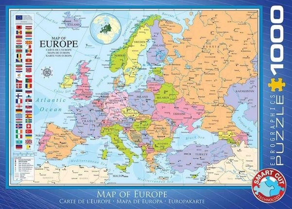 Eurographics - kaart van europa [map of europe] - 1000 stukjes 68×48cm (b×h) - legpuzzel