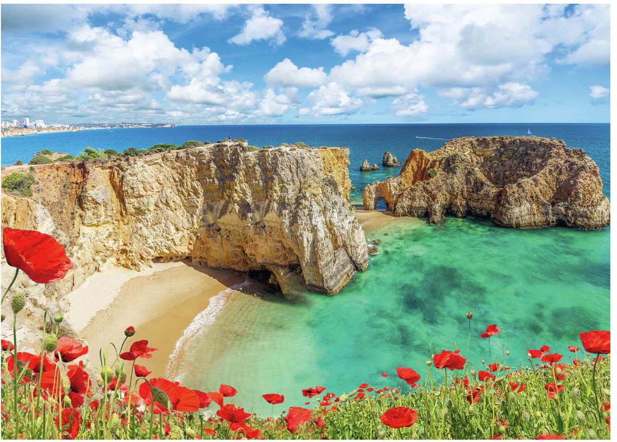 Ravensburger puzzel klaprozen in de algarve, portugal - legpuzzel - 1000 stukjes