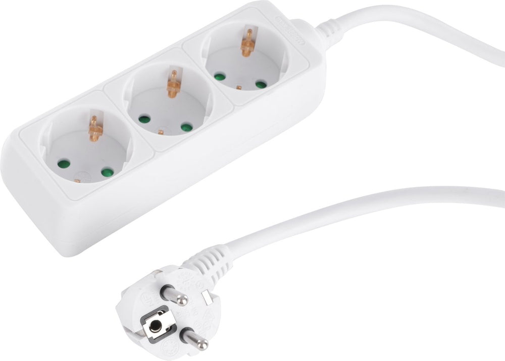 Q-link stekkerdoos - 3-voudig - randaarde - 3 x 1.5 mmâ² - 1.5 m - wit
