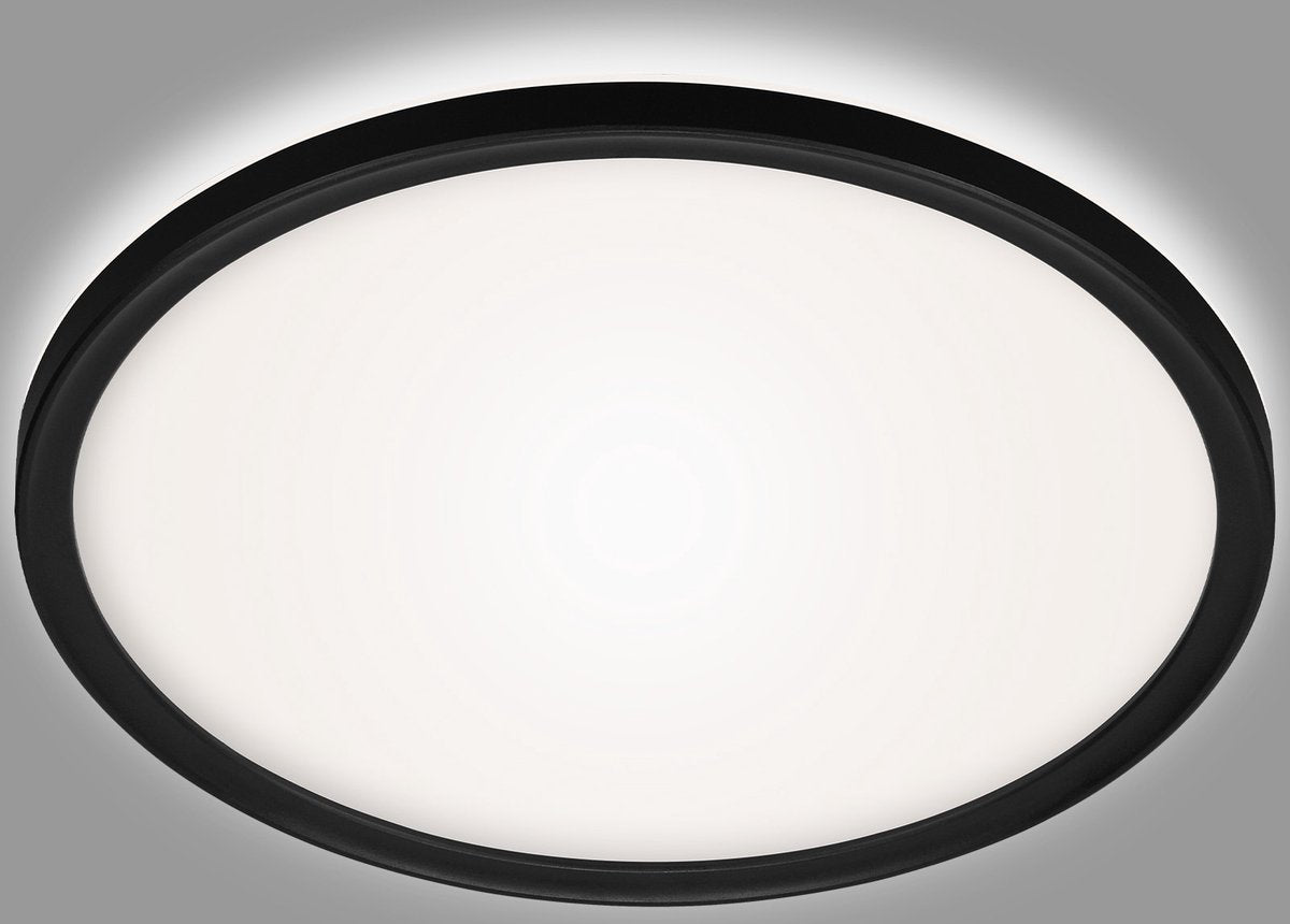 Briloner slim drip - led badkamerverlichting - badkamer plafondlamp - met achtergrondverlichting - ip44 - zwart - ø29cm