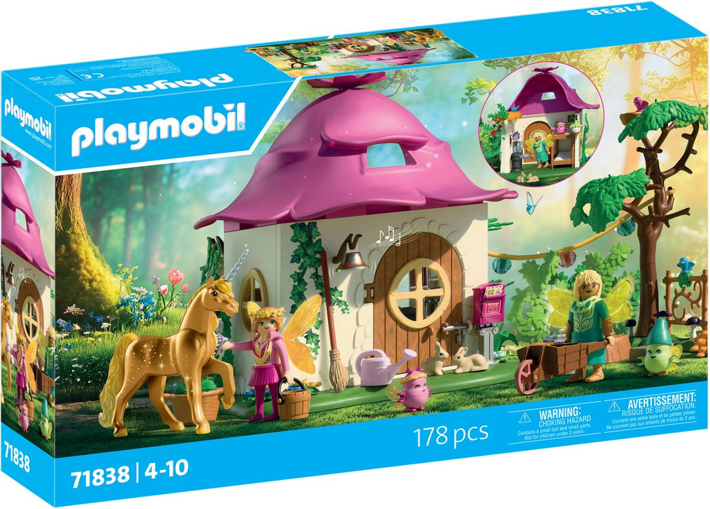 Playmobil magische eenhoorns - feeënhuis met gouden eenhoorn en stal - met oplichtende slinger voor magische nachten - 71838