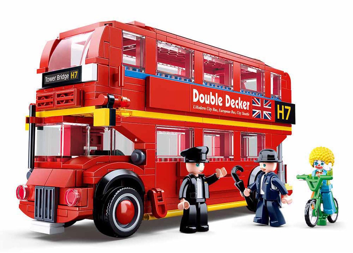 Sluban modelbricks londen dubbeldekker bus bouwspeelgoed – constructiespeelgoed – bouwset met 382 bouwstenen – m38-b0708 – vanaf 6 jaar
