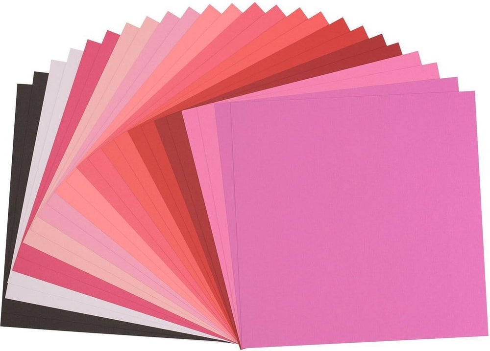 Vaessen creative cardstock - valentijn kleuren - 30,5 x 30,5 cm - 24 vellen - textuur - 216 g