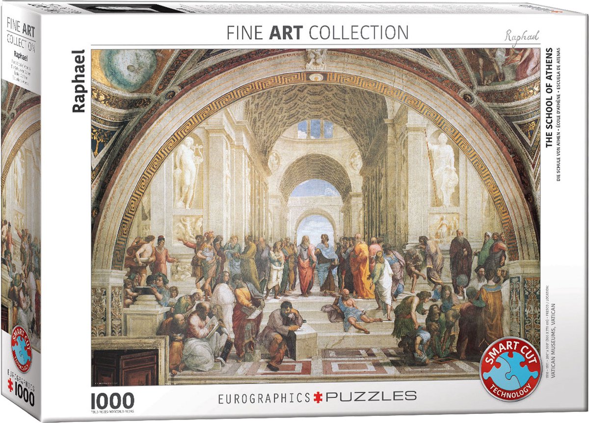 Eurographics - de school van athene [scuola di atene] - raffaello sanzio - 1000 stukjes 68×48cm (b×h) - fine art legpuzzel