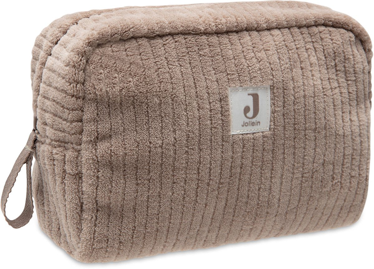 Jollein luieretui - cloudy rib - baby toilettas - 21x14cm - milky coffee