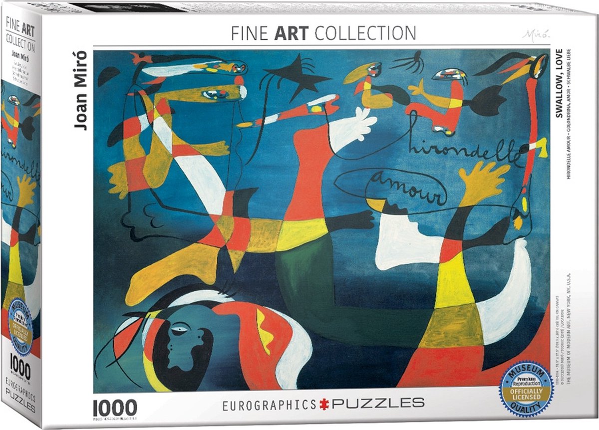 Eurographics - de zwaluw van de liefde [l'hirondelle d'amour] - joan miro - 1000 stukjes 68×48cm (b×h) - fine art legpuzzel
