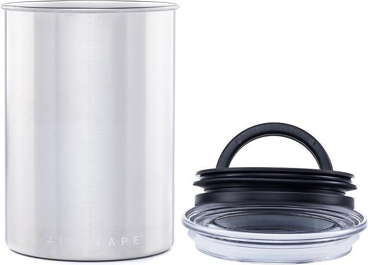 Planetary design - airscape - koffiebonen - voorraadpotten - lucht dicht - koffie - staal - geborsteld staal - 500 gram