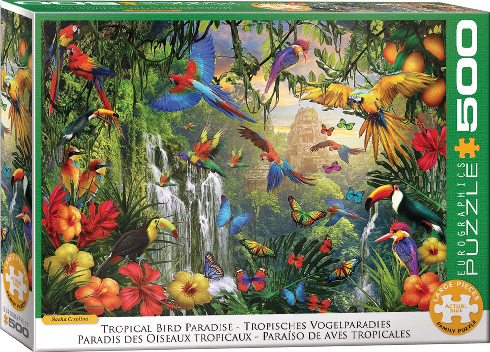 Eurographics - tropische vogelparadijs [tropical bird paradise] - sasha carolina - 500 xl stukjes 68×48cm (b×h) - familie legpuzzel