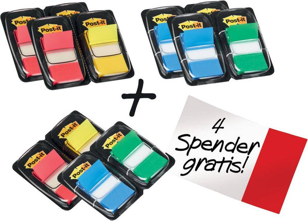 Post-it plakindex ft600003493 rood, geel, blauw, groen