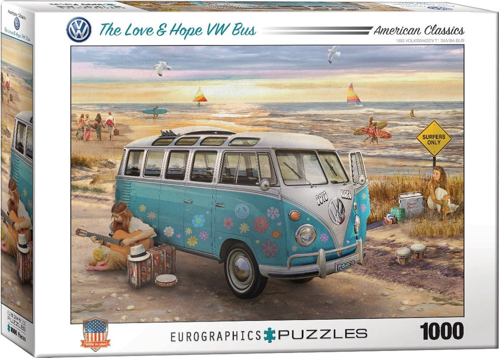 Eurographics volkswagen - the love hope vw bus - greg giordano - 1000 stukjes 68×48cm (b×h) - legpuzzel